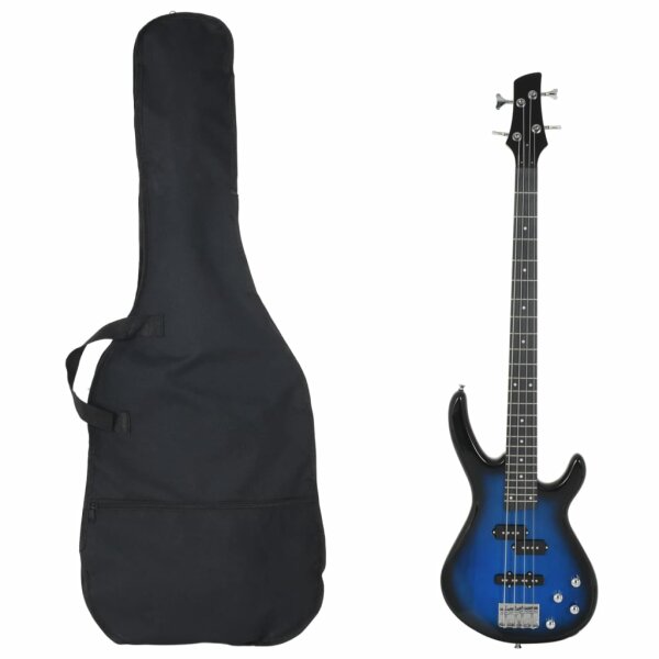 vidaXL E-Bass f&uuml;r Anf&auml;nger mit Tasche Blau und Schwarz 4/4 46&quot;