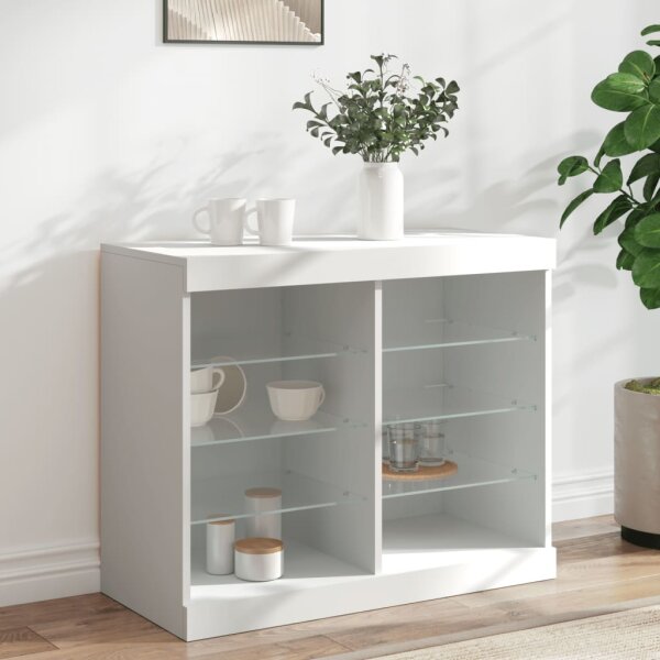 vidaXL Sideboard mit LED-Leuchten Weiß 81x37x67 cm