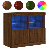 vidaXL Sideboard mit LED-Leuchten Braun Eichen-Optik 81x37x67 cm