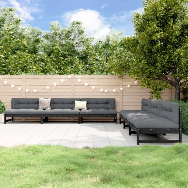 vidaXL 6-tlg. Garten-Lounge-Set Schwarz Massivholz Kiefer