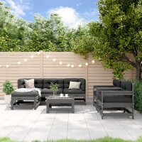 vidaXL 7-tlg. Garten-Lounge-Set Grau Massivholz Kiefer