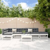 vidaXL 7-tlg. Garten-Lounge-Set Wei&szlig; Massivholz Kiefer