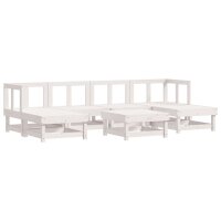 vidaXL 7-tlg. Garten-Lounge-Set Wei&szlig; Massivholz Kiefer