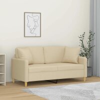 vidaXL 2-Sitzer-Sofa mit Zierkissen Creme 140 cm Stoff
