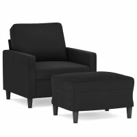 vidaXL Sessel mit Hocker Schwarz 60 cm Samt