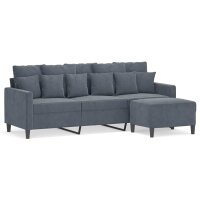 vidaXL 3-Sitzer-Sofa mit Hocker Dunkelgrau 180 cm Samt