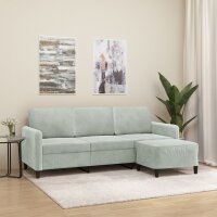 vidaXL 3-Sitzer-Sofa mit Hocker Hellgrau 180 cm Samt