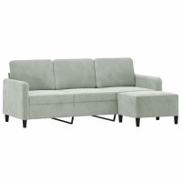 vidaXL 3-Sitzer-Sofa mit Hocker Hellgrau 180 cm Samt