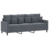 vidaXL 3-Sitzer-Sofa Dunkelgrau 180 cm Samt