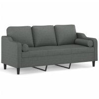 vidaXL 3-Sitzer-Sofa mit Zierkissen Dunkelgrau 180 cm Stoff