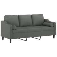 vidaXL 3-Sitzer-Sofa mit Zierkissen Dunkelgrau 180 cm Stoff