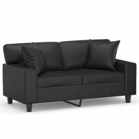 vidaXL 2-Sitzer-Sofa mit Zierkissen Schwarz 120 cm Kunstleder