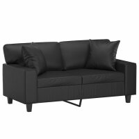 vidaXL 2-Sitzer-Sofa mit Zierkissen Schwarz 120 cm Kunstleder