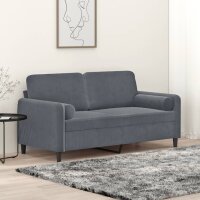 vidaXL 2-Sitzer-Sofa mit Zierkissen Dunkelgrau 140 cm Samt