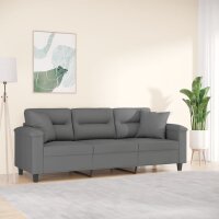 vidaXL 3-Sitzer-Sofa mit Kissen Dunkelgrau 180 cm Mikrofasergewebe