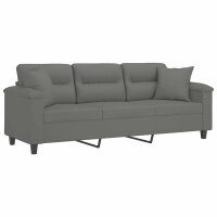 vidaXL 3-Sitzer-Sofa mit Kissen Dunkelgrau 180 cm Mikrofasergewebe