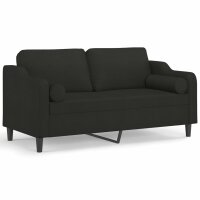 vidaXL 2-Sitzer-Sofa mit Zierkissen Schwarz 140 cm Stoff