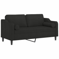 vidaXL 2-Sitzer-Sofa mit Zierkissen Schwarz 140 cm Stoff