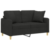 vidaXL 2-Sitzer-Sofa mit Zierkissen Schwarz 120 cm Stoff