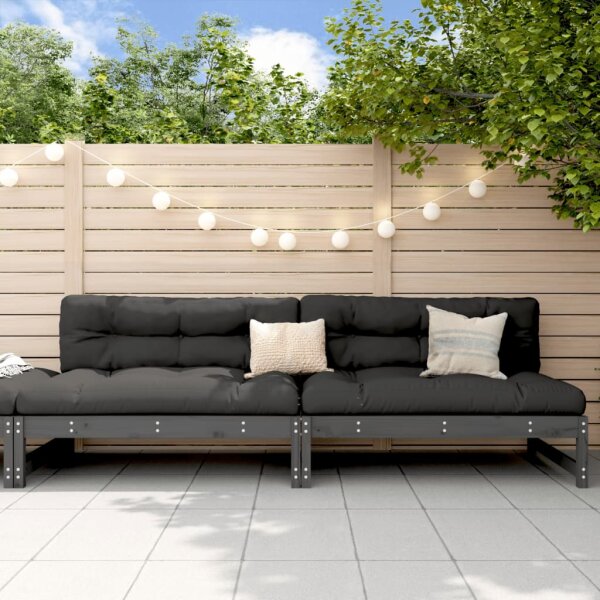 vidaXL Garten-Mittelsofas 2 Stk. Grau 120x80 cm Massivholz Kiefer