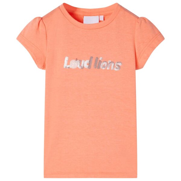 Kinder-T-Shirt mit Fl&uuml;gel&auml;rmeln Neonorange 116