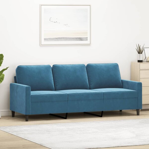 vidaXL 3-Sitzer-Sofa Blau 180 cm Samt