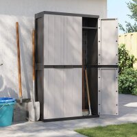 vidaXL Gartenschrank Grau und Schwarz 97x37x165 cm PP