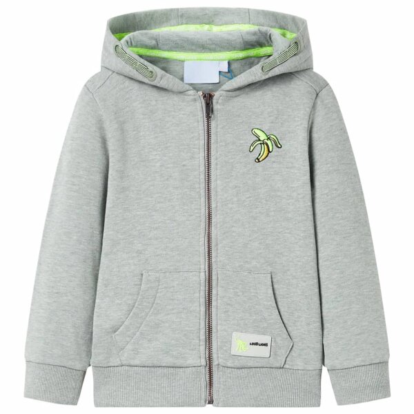 Kinder-Kapuzenpullover mit Rei&szlig;verschluss Helles Khaki Melange 128