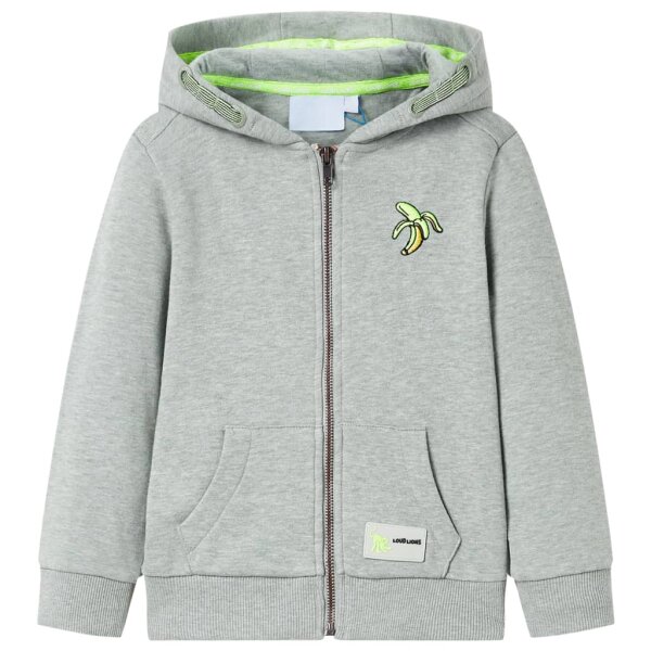 Kinder-Kapuzenpullover mit Rei&szlig;verschluss Helles Khaki Melange 104