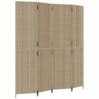 vidaXL Paravent 4-tlg. Beige Poly Rattan