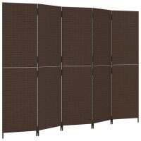 vidaXL Paravent 5-tlg. Braun Poly Rattan