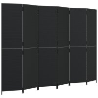 vidaXL Paravent 6-tlg. Schwarz Poly Rattan