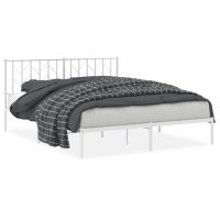 vidaXL Bettgestell mit Kopfteil Metall Weiß 160x200 cm