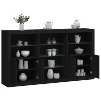 vidaXL Sideboard mit LED-Leuchten Schwarz 181,5x37x100 cm