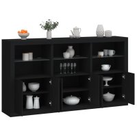 vidaXL Sideboard mit LED-Leuchten Schwarz 181,5x37x100 cm