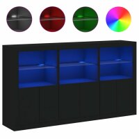 vidaXL Sideboard mit LED-Leuchten Schwarz 181,5x37x100 cm