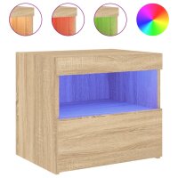 vidaXL Nachttisch mit LED-Leuchten Sonoma-Eiche 50x40x45 cm