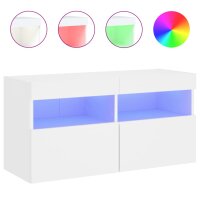 vidaXL TV-Wandschrank mit LED-Leuchten Weiß...