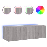 vidaXL TV-Wandschrank mit LED-Leuchten Grau Sonoma...