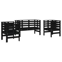 vidaXL 3-tlg. Garten-Lounge-Set Schwarz Massivholz Kiefer