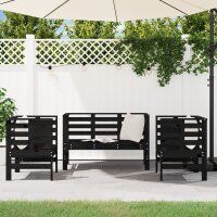 vidaXL 3-tlg. Garten-Lounge-Set Schwarz Massivholz Kiefer