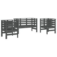 vidaXL 3-tlg. Garten-Lounge-Set Grau Massivholz Kiefer