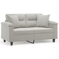 vidaXL 2-Sitzer-Sofa mit Kissen Hellgrau 120 cm Mikrofasergewebe