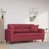 vidaXL 2-Sitzer-Sofa mit Zierkissen Weinrot 140 cm...