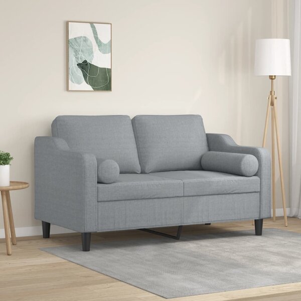 vidaXL 2-Sitzer-Sofa mit Zierkissen Hellgrau 120 cm Stoff