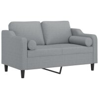 vidaXL 2-Sitzer-Sofa mit Zierkissen Hellgrau 120 cm Stoff