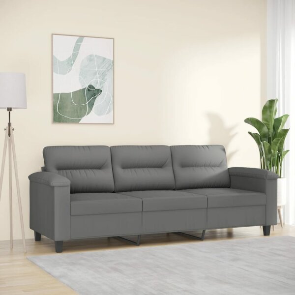 vidaXL 3-Sitzer-Sofa Dunkelgrau 180 cm Mikrofasergewebe