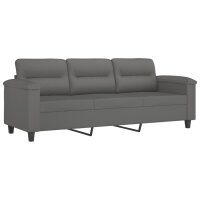 vidaXL 3-Sitzer-Sofa Dunkelgrau 180 cm Mikrofasergewebe