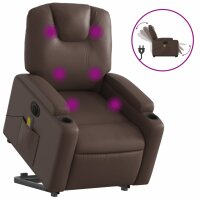 vidaXL Massagesessel mit Aufstehhilfe Elektrisch Braun...