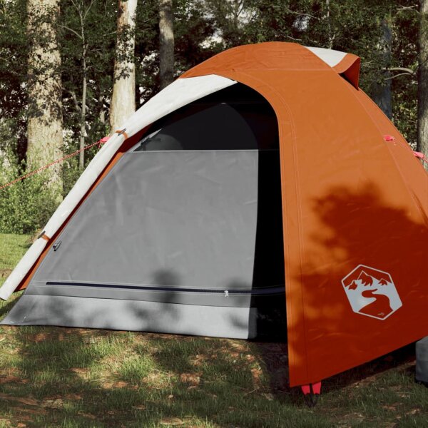 vidaXL Campingzelt 2 Personen Grau &amp; Orange 264x210x125 cm 185T Taft